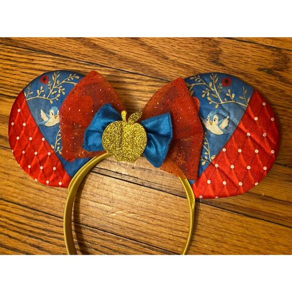 Disney Princess Snow White Mickey Ears Headband Disneyland Bow Singing Birds - Picture 2 of 3